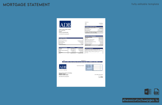 Salomonen ADB-Bankhypothekenauszug in Word- und PDF-Formaten – Beispielvorschau